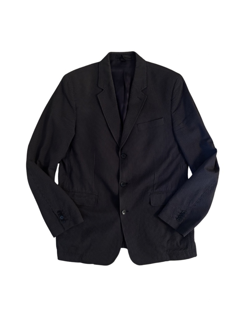 Club Monaco Classic Men's Navy Seersucler Blazer - Modern Tailored Jacket